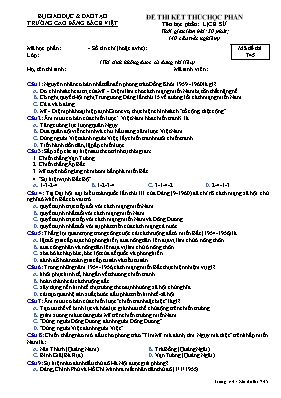 Đề thi kết thúc học phần Lịch sử - Mã đề 745 - Trường Cao đẳng Bách Việt